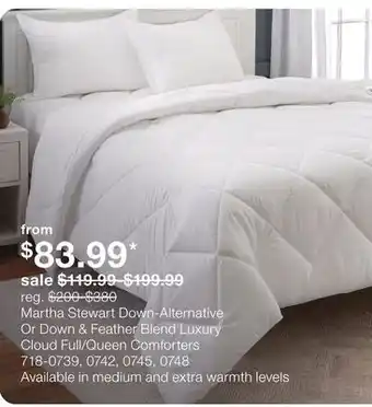 JC Penney Martha Stewart Down-Alternative Or Down & Feather Blend Luxury Cloud Full/Queen Comforters offer