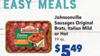 Vallarta Supermarkets Johnsonville Sausages Original Brats, Italian Mild or Hot offer