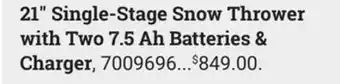 Ace Hardware 21 Single-Stage Snow Thrower with Two 7.5 Ah Batteries & Charger offer