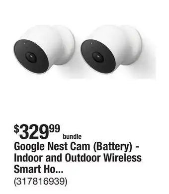 The Home Depot Google Nest Cam (Battery) - Indoor and Outdoor Wireless Smart Home Security Camera - 2 Pack offer