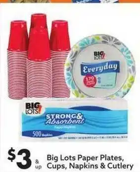 Big Lots Big Lots Paper Plates, Cups, Napkins & Cutlery offer
