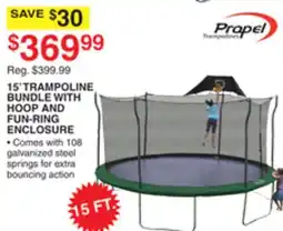 Dunham's Sports PROPEL 15' TRAMPOLINE BUNDLE WITH HOOP AND FUN-RING ENCLOSURE offer