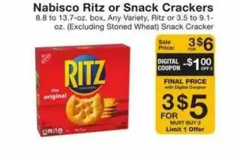 Fairway Store Market Nabisco Ritz Or Snack Crackers offer