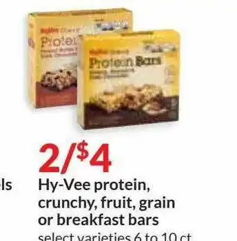 Hy-Vee Hy-vee Protein, Crunchy, Fruit, Grain Or Breakfast Bars offer