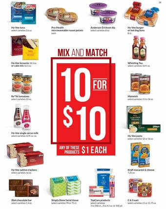 Hy-Vee Mix And Match 10 For $10 offer