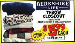 Ollie's BERKSHIRE LIFE THROW CLOSEOUT offer