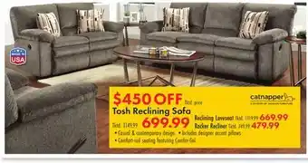 Boscov's Tosh Reclining Sofa offer