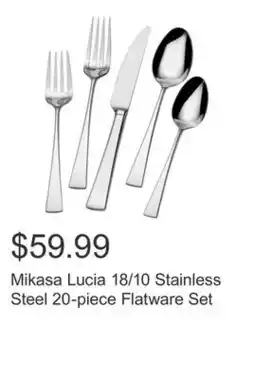 Costco Mikasa Lucia 18/10 Stainless Steel 20-piece Flatware Set offer