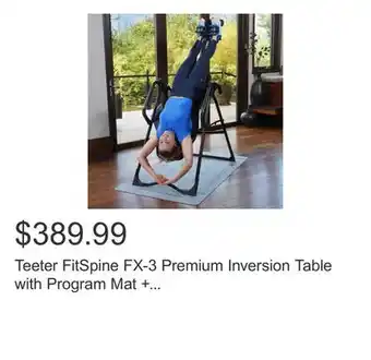 Costco Teeter FitSpine FX-3 Premium Inversion Table with Program Mat + Comfort Cushion offer