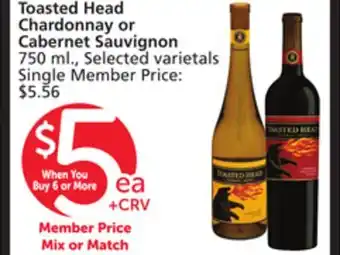 Vons Toasted Head Chardonnay or Cabernet Sauvignon offer