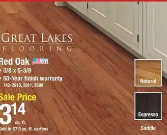 Menards Great Lakes Wood Floors Saddle Oak 3/8 x 5-3/8 Engineered Hardwood Flooring (27.5 sq.ft/ctn) offer