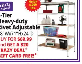 Ocean State Job Lot Method Storage Systems 5-Tier Heavy-Duty Rivet Shelving Unit 48 x 71 offer