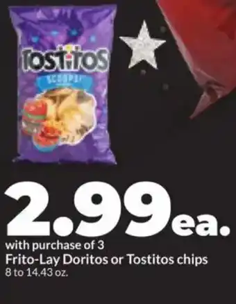 Hy-Vee Frito-lay doritos or tostitos chips offer