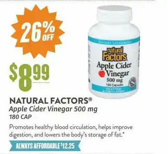 Natural Grocers Natural Factors Apple Cider Vinegar 500 Mg offer