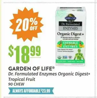 Natural Grocers Garden Of Life Dr. Formulated Enzymes Organic Digest+ Tropical Fruit offer