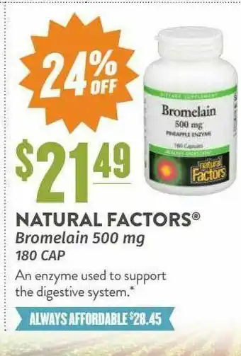 Natural Grocers Natural Factors Bromelain 500 Mg 24% Off offer