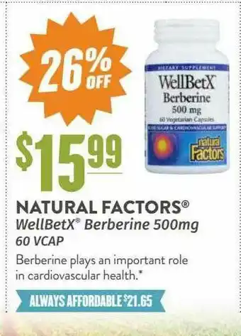Natural Grocers Natural Factors Ellbetx Berberine 500 Mg 26% Off offer