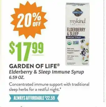 Natural Grocers Garden Of Life Elderberry & Seep Immune Syrup offer