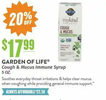 Natural Grocers Garden Of Life Cough & Mucus Immune Syrup offer