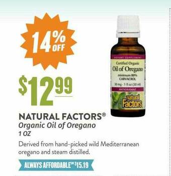 Natural Grocers Natural Factors Organic Oil Of Oregano offer