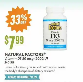 Natural Grocers Natural Factors Vitamin D3 50 Mcg 33% Off offer