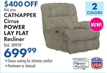 Boscov's CATNAPPER Cirrus POWER LAY FLAT Recliner offer