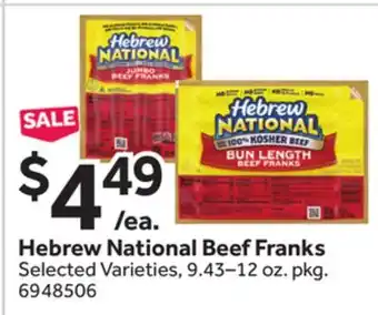 Stop&Shop Hebrew National Beef Franks offer