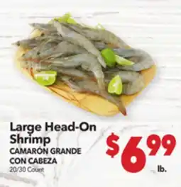 Vallarta Supermarkets Large Head-On Shrimp/CAMARÓN GRANDECON CABEZA offer