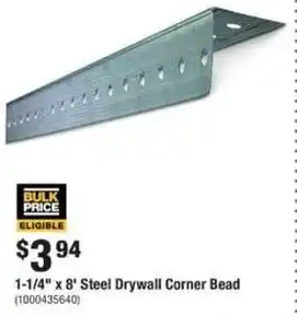 The Home Depot 1-1/4" x 8' Steel Drywall Corner Bead offer