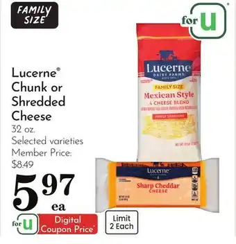 Pavilions Lucerne Chunk or Shredded Cheese offer