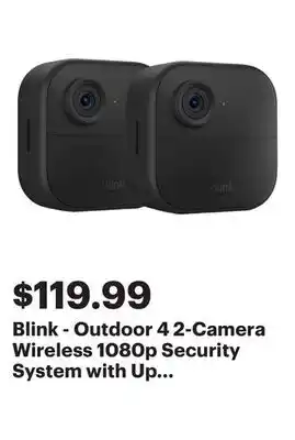 Best Buy Blink - Outdoor 4 2-Camera Wireless 1080p Security System with Up to Two-year Battery Life - Black offer