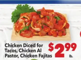 Vallarta Supermarkets Chicken Diced for Tacos, Chicken Al Pastor, Chicken Fajitas offer