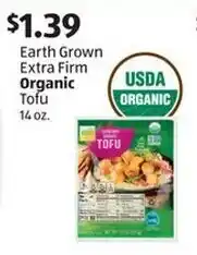 Aldi Earth Grown Extra Firm Organic Tofu offer