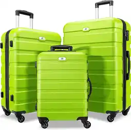 Walmart Luggage 3 Piece Sets Hard Shell Suitcase Set with Spinner Wheels20 24 28, Green offer