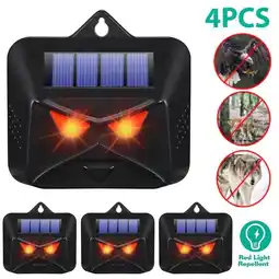 Walmart KingFurt 4 Pack Solar Animal Repeller Outdoor with Red LED Lights Humane Repulsion Owl, Bird etc offer