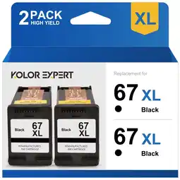 Walmart 67xl Black Ink Cartridge for HP 67 Ink for HP DeskJet 2700 2752 2755 Envy 6000 6055 Printer (2-Pack) offer