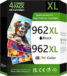 Walmart 962XL 962 Ink for HP 962 Ink Cartrridges Black, Cyan, Magenta, Yellow Ink Cartridges (4 Pack) offer