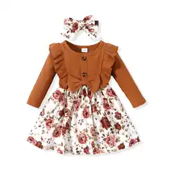 Walmart PatPat Newborn Infant Baby Girl Dresses Long Sleeve Clothes Midi Casual Dress Outfit, 3-6 Months offer