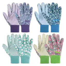 Walmart Qweryboo Floral Gardening Gloves, Soft Breathable Yard Work Gloves with Non-Slip PVC Dots, 4 Pairs offer