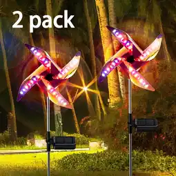 Walmart Rirool Solar Wind Spinner Garden Stake Set - Color Changing LED, Waterproof, Holiday Yard Decoration offer