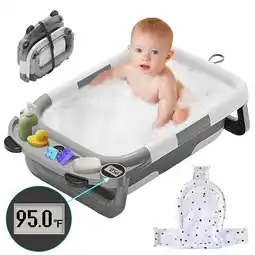 Walmart RICHYOUNG Foldable Baby Bathtub with Thermometer & Soft Cushion,Gray offer