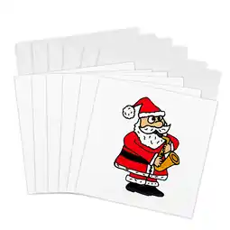 Walmart 3dRose Funny Santa Claus Playing Saxophone Christmas Art, Greeting Cards, 6 x 6 inches, set of 6 offer