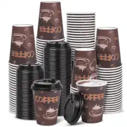 Walmart Treamon Disposable To Go Paper Cups with Lids 12 oz 100 Count offer