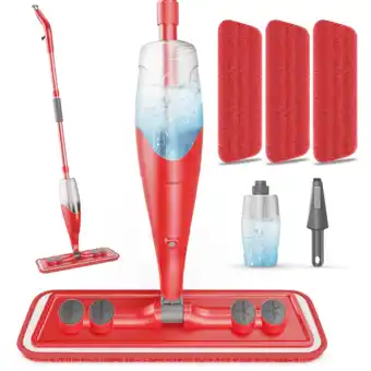 Walmart SUGARDAY Spray Mops for Floor Cleaning Microfiber Wet Dust Mop with 3 Washable Pads offer