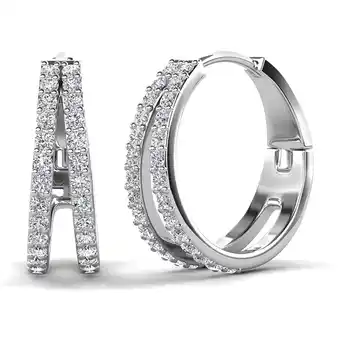 Walmart Cate & Chloe Helen 18k White Gold Plated Hoop Earrings with Swarovski Crystals Gift for Women offer