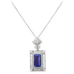 Walmart VRJewels Statement Tanzanite Diamond Chain Necklace 18k White Gold, Bridesmaid Gift offer