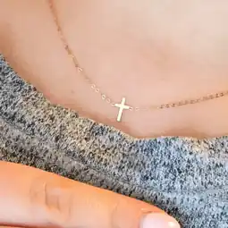 Walmart 14k Incredible Chic Tiny Cross Necklace, Dainty Necklace, 18 offer