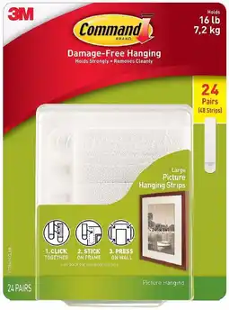 Walmart Command Picture & Frame Large Hanging Strips - 24 Pairs offer