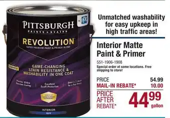 Menards Pittsburgh Paints & Stains Revolution Interior Matte Babys Breath Paint & Primer - 1 gal offer