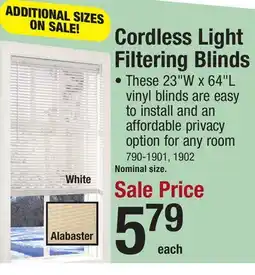 Menards Lumino 1 White Light Filtering Cordless Vinyl Blind - 23W x 64L offer